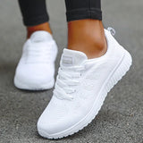 Women Flats Lightweight Shoes Women Lace Up Nurse Round Toe Sneakers Walking MartLion A08White 35 