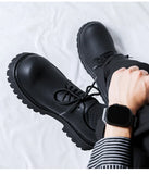 Men's Big-head Derby Casual Leather Shoes with High Platform Autumn Winter Designer Black Dress MartLion   