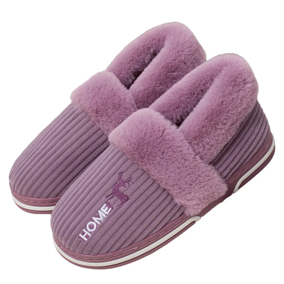 Home Fur Shoes For Women Winter Fuzzy Fluffy Slippers Men's Indoor Outdoor Plush House Shoes With Padded Fur Slippers MartLion A-Purple 42-43(Fit 40-41) CHINA