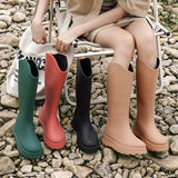 Women Rainboots PVC Waterproof Rubber Warm Fur Boots Non-slip Wear-resistant Knee-high Boots Zapatos Mujer MartLion   