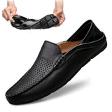 Genuine Leather Men's Casual Shoes Luxury Brand Loafers Moccasins Light Breathable Slip on Boat Zapatos Hombre Mart Lion   