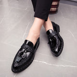 Men's Sequined Tassel Shoes Handmade Retro Soft Non-slip Loafers Casual Leather Mart Lion   