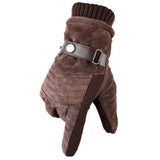 Touch Screen Winter Warm Men's Gloves Leather Casual Gloves Mittens for Men Outdoor Sport Full Finger Glove MartLion B brown  