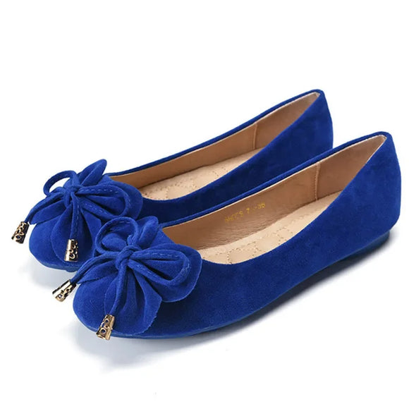 spring autumn sweet bow knot flats women flower appliques moccasins ballet flats single shoes MartLion Blue 42 