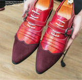 Retro Red Height-increasing Men's High Heel Shoes Pointed Toe Leather Dress Lace-up Social MartLion   