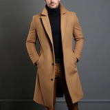 Black Trench Coat For Men's Long Sleeve Single Breasted Overcoat Perfect For Fall And Winter MartLion Coffee S CHINA