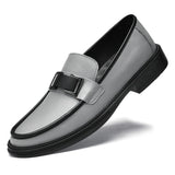 Wedding Shoes Men's Metal Buckle Loafers Formal Patent Leather Elegant Formal MartLion GRAY 38 