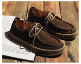 Men's Classic Retro Casual Shoes Lace-up Cow Suede Genuine Leather Driving Flats Outdoor Oxfords Mart Lion   