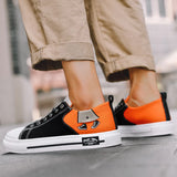 Orange Heart-shaped Lovers High Top Sneakers Women Cardioid Embroidered Canvas Shoes Couple Espadrilles Casual Flats MartLion   