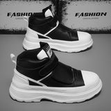 Autumn Men's Casual Sneakers Leather Chunky Platform High-top Shoes Ankle Boots Magic Tape Breathable Sport Mart Lion   