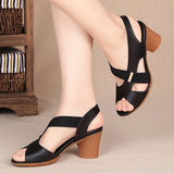 Sandals Women Luxury Brand Summer Style Chunky Heel Heels Shoes Off Black Mart Lion Black 35 