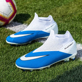 Men's Football Boots TF FG Soccer Field Shoes Breathable Cleats Training Non-slip Footwear Sport Wear-Resistant MartLion Blue 38 