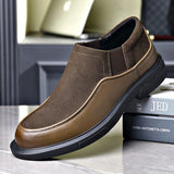 Autumn Winter Cow Leather Shoes for Men's Casual Designer Suede Platform Solid Color Loafers MartLion   