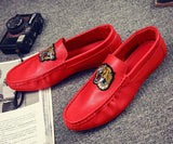 Men's Leather Casual Shoes Spring Summer Trend Lightweight Tiger Embroidery Cool Loafers Driving Mart Lion   