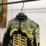 Black Gold Men's Slim Suit Embroidered Coat Chinese Style Phoenix Robe Casual Dress MartLion   