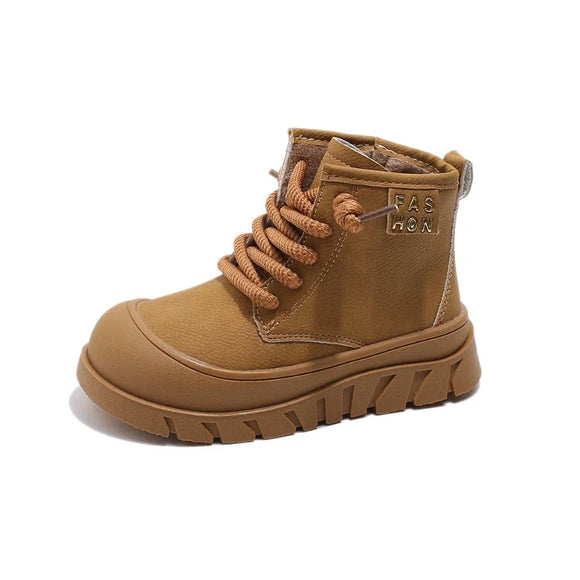 Children Short Boots for Girls Winter Style Soft Bottom Anti-slippery Versatile Chic Leather Shoe MartLion
