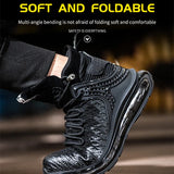 black work shoes with steel toe high top safety work sneakers winter work shoes anti smashing anti puncture boots men's MartLion   