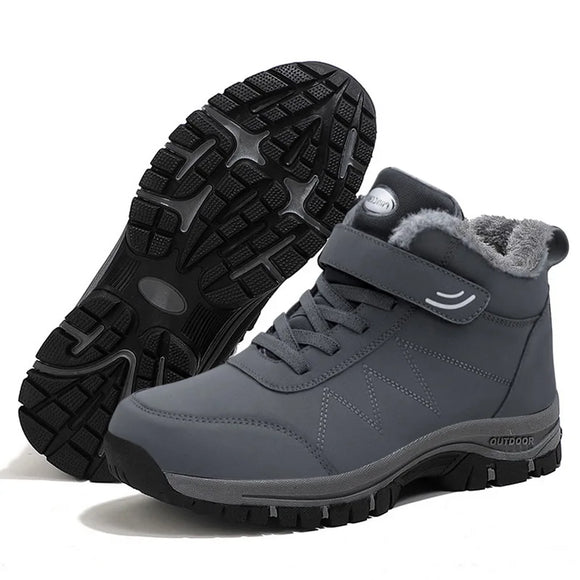 Men's Women Slip On Winter Shoes Waterproof Ankle Boots Winter Snow Hiking Boots Femininas MartLion Gray 36 