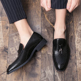 Luxury Loafers Slip-on Fringed Leather Shoes Woven Moccasin High-end British Style Thick Bottom Pointed Toe Designer MartLion   