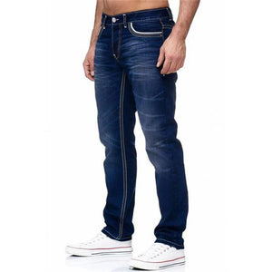 Men's Jeans Black Straight Pants Blue Denim Trousers Streetwear Slim Jeans MartLion   