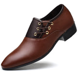Formal Leather Shoes Men's Lace Up Oxfords Casual Black Leather Wedding Party Office Work Mart Lion Brown 38 
