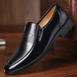 Leather Shoes Men's Footwear Flat Casual Black Footwear Slip-on MartLion   