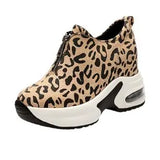 Women Sneakers Leopard Height Increasing Vulcanized Shoes Thick Bottom Zipper Wedges Ladies Casual MartLion Leopard 35 