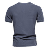 Outdoor Casual T-Shirt Men's Pure Cotton Breathable Knitted Short Sleeve Button-Down Mart Lion   