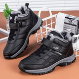 Men's Boots Waterproof Leather Sneakers Super Warm Military Outdoor Hiking Winter Work Shoes Mart Lion Black-2 39 
