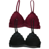 Lace Embroidery Bra Women  Underwear Brassiere Stretch Seamless Push Up Lingerie MartLion Red Black 2pcs One Size 