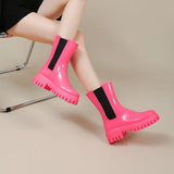 Women Outer Wear Rain Boots Cute Waterproof Shoes Short Middle Slip Women Rain Solid Thick Sole Rubber MartLion Pink-Middle 36 