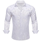 Luxury Silk Shirts Men's Pink Flower Long Sleeve Slim Fit Blouese Casual Tops Formal Streetwear Breathable Barry Wang MartLion 0685 S 