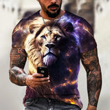 Beast Fierce Lion Wolf 3D T Shirt  Summer Men's Oversized Short Sleeve Black and White MartLion C01-DY11789 3XL 