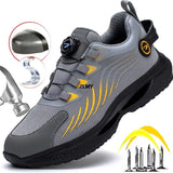  Light Work Safety Boots Men's Steel Toe Work Shoes Puncture Proof Anti-smash Industrial Rotatory Button Men's Boots MartLion - Mart Lion