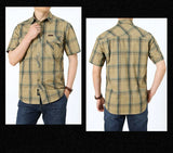 Men Lapel Shirt Plaid Printing Shirts Summer Short-sleeve Shirts n Tops Casual Streetwear Male Work Shirts MartLion   