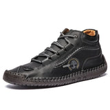 Lightweight Waterproof Flat Leather Boots Casual Shoes MartLion Black US 7(EUR 40) 