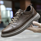Men's Leather Shoes Thick Sole Soft Surface Outdoor Sneakers Leather Casual Oxford MartLion   