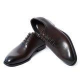 Classic Handmade Men's Dress Shoes Office Lace-Up Genuine Leather Whole Cut Round Toe Oxford Wedding Formal Shoes MartLion   