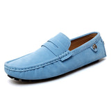 Suede Leather Penny Peas Loafers Men's Women Boys Driving Shoes Moccasins Slip on Flats Designer Loafers Pink MartLion 2232-1 Light Blue 11 