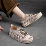 Genuine Leather Lace-up Sewing Flats Handmade Concise Leisure Women Flat Shoes Spring Autumn MartLion   