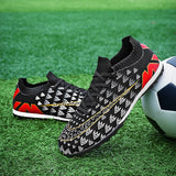 Soccer Shoes For Men's Kids Football Non-Slip Light Breathable  Athletic Unisex Sneakers AG/TF Futsal Training Mart Lion   