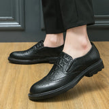Dress Loafers For Men's Crocodile Embossed Lace-up Front Dress Shoes MartLion   