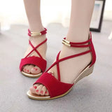 Peep toe Sandals Women Summer Shoes Wedges Summer Ladies Wedge Black Red Blue MartLion   