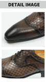 Men's Leather Shoes Engraving Printing Banquet Wedding Oxford Business Office Shoes Chocolate Black MartLion   