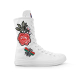 Casual Canvas Shoes Inner Zipper Front Lace Up Breathable and Flower Pattern Women's Boot MartLion   