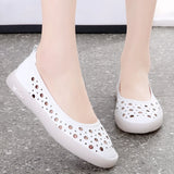 Genuine Leather Women Shoes Trendy Slip On Soft Sole Casual Summer Hollow Breathable Sport Shoes MartLion   