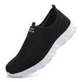 Breathable Men's Casual Shoes Lightweight Outdoor Walking Non-slip Sneakers Slip on Flats Footwear MartLion Black white 46 