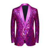 Luxury Laser Sequin Tuxedo Jacket Men's One Button Shawl Lapel Dress Suit Party Stage Prom Singer Homme blazers MartLion PURPLE Eu Size XS 