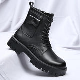 Men's English Style Thick Sole Design Men Boots  Layer Leather Casual Boots
