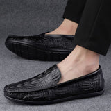 Super Soft Men's Moccasins Slip On Loafers Flats Casual Footwear Crocodile Microfiber Leather Shoes Mart Lion   